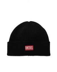 DIESEL - K-Coder-H Logo Patch Ribbed Beanie - Lyst