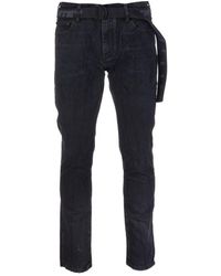 Off-White c/o Virgil Abloh Man Black Tapered Jeans With Logoed Belt
