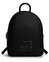 Love Moschino Logo Plaque Zip Around Backpack - Black
