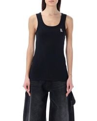 Raf Simons - Tank Top With R Print And Leather Patch - Lyst
