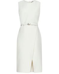 Fendi Belted Sleeveless Crewneck Dress - White