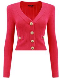 Balmain - Knitted Cropped Cardigan - Lyst