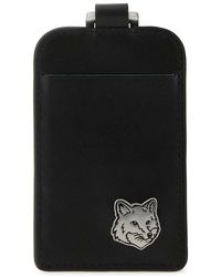 Maison Kitsuné Beige Chillax Fox Zipped Card Holder in Maison Kitsuné Beige Chillax Fox Zipped Card Holder in