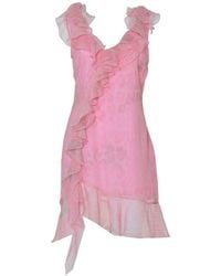 Blumarine - Ruffle Detailed Asymmetric Mini Dress - Lyst