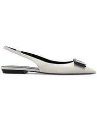 Saint Laurent - Anais Bow Leather Slingback Flat - Lyst