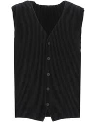 Issey Miyake - Button-Up V-Neck Gilet - Lyst