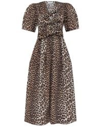 Ganni - Dress With Animal Print - Lyst
