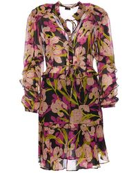 Pinko - Piccadilly Floral-printed Long-sleeved Mini Dress - Lyst