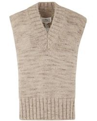 Maison Margiela - V-neck Knitted Top - Women's - Wool/cotton/alpaca - Lyst