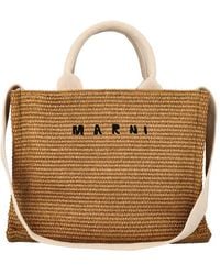 Marni - Logo Embroidered Small Tote Bag - Lyst