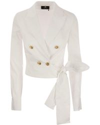 Elisabetta Franchi - Cotton Shirt With Sash - Lyst