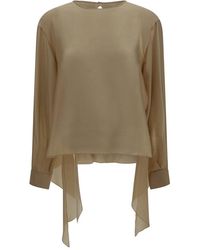 Giorgio Armani - Knot-detailed Drop Shoulder Blouse - Lyst