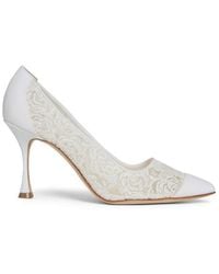 Manolo Blahnik - Sololaria Floral-Laced Slip-On Pumps - Lyst