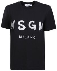 MSGM Black T-shirt With Logo