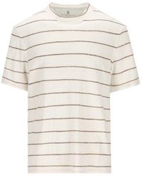 Brunello Cucinelli - Striped Crewneck T-shirt - Lyst