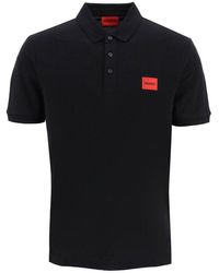 HUGO Polo Shirt With Logo Patch - Black