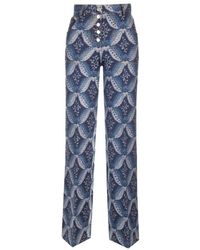 Etro - Motif Embroidered Flared Trousers - Lyst