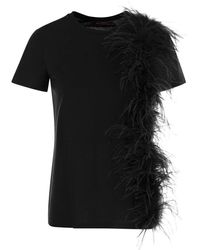 Max Mara Studio - Lappole Jersey T Shirt With Feathers - Lyst