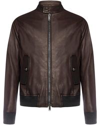 Tagliatore Distressed Leather Jacket - Brown