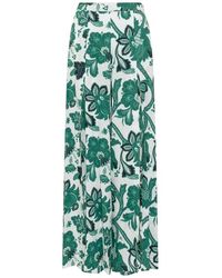 Etro - Printed Front Slit Wide Leg Trousers - Lyst