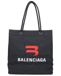 Balenciaga Explorer Small Embroidered Tote Bag - Black