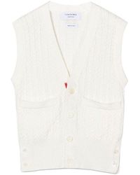 Thom Browne - Cable Knit Button-up Cardigan Vest - Lyst