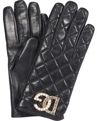 Dolce & Gabbana Dg Logo Quilted Nappa Leather Gloves in Black Womens Accessories Gloves 