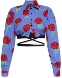 Versace - Cropped Shirt With Floral Motif - Lyst