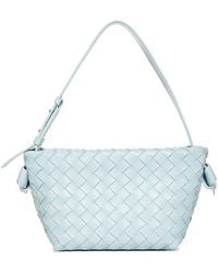 Bottega Veneta Tie Intrecciato Leather Shoulder Bag - Blue