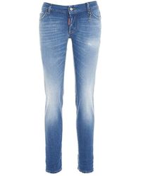 DSquared² - Low-rise Faded Distressed Slim-cut Jeans - Lyst