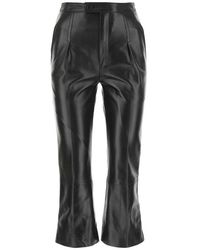 Saint Laurent - Cropped Leather Straight-leg Pants - Lyst