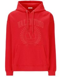 Valentino - Logo Printed Drawstring Hoodie - Lyst