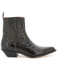Sonora Boots - Embossed Pointed-toe Ankle Boots - Lyst