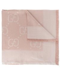 Gucci Shawl With GG Pattern - Pink