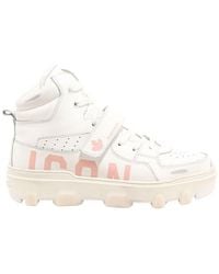 DSquared² - Icon Print Distressed Lace-up Sneakers - Lyst