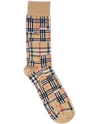 Burberry Patchwork Check Socks - Natural