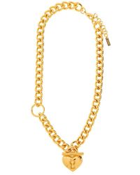 Moschino - Heart-pendant Polished Finish Chain-linked Necklace - Lyst