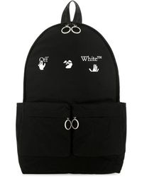 Off-White c/o Virgil Abloh Logo Printed Zip-up Backpack - Black