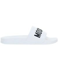 Moschino Logo-embossed Open-toe Slides - White