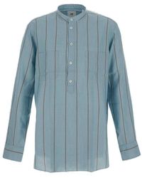PT Torino - Long Sleeved Striped Half-button Shirt - Lyst