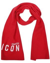 DSquared² - Logo Embroidered Knitted Scarf - Lyst