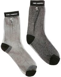 Karl Lagerfeld Ikonik Sheer Pack Of Two Socks - Grey