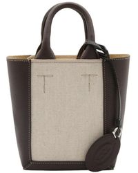 Tod's - Brown And Beige Leather And Canvas Double Up Tote Bag - Lyst