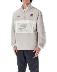 Nike Logo Swoosh Mesh Paneled Windbreaker - Gray