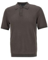 Emporio Armani - Short-Sleeved Knitted Polo Shirt - Lyst
