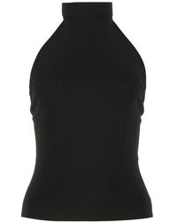 Saint Laurent Open Back Sleeveless Knit Top - Black