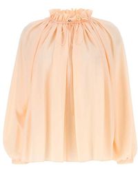 ランバン Capestyle washed silk-crepe blouse ☆ショッピング割引品