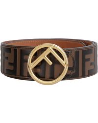 Fendi Leather Belt With Metal Buckle - Brown