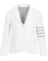 Thom Browne - 4-bar Button-up Tweed Jacket - Lyst