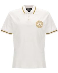 Versace - Logo-embroidered Short-sleeved Polo Shirt - Lyst